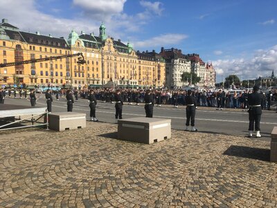 Švédská armáda čekající na průjezd krále
